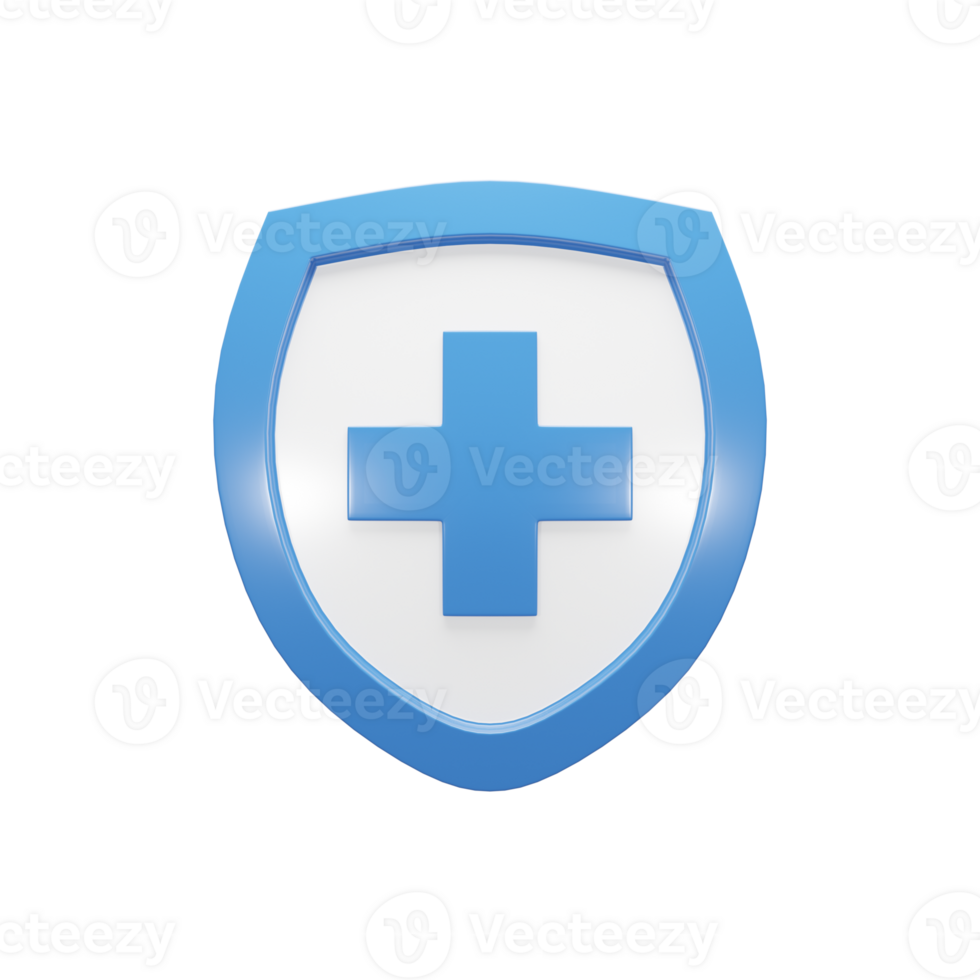 3D Render Blue and White Health Shield Protection png