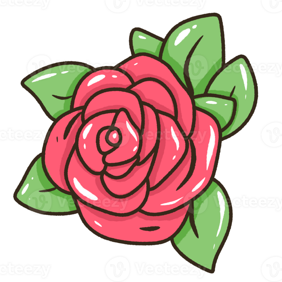 Rose Hand drawn illustration Valentines day style pastel color isolated on transparent background, perfect for valentines day gifts, nursery decorations png