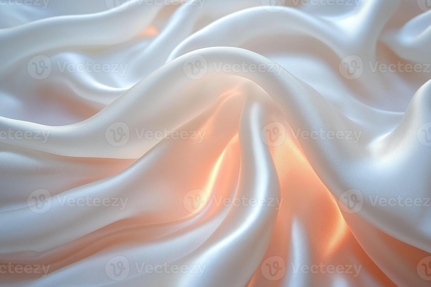 Soft white satin fabric draped gracefully, creating elegant folds and subtle light reflections. photo