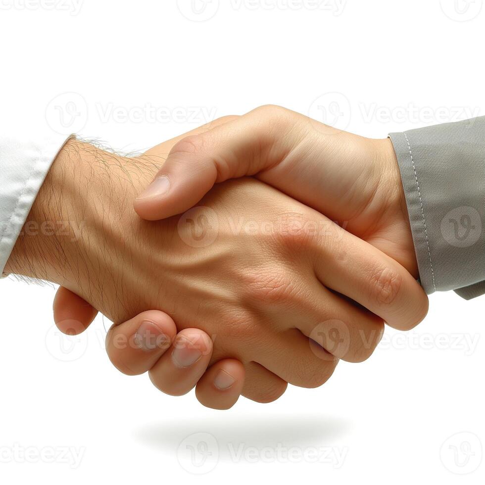 Two business professionals shake hands, symbolizing agreement and collaboration. photo
