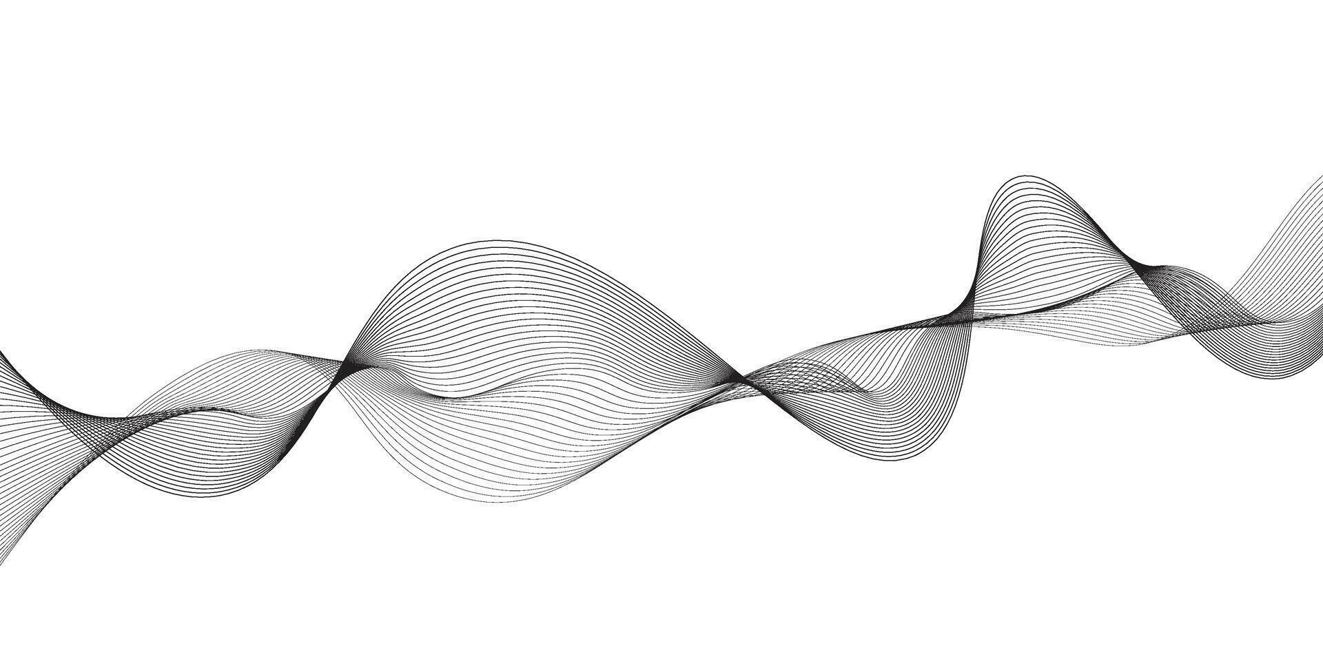 Dynamic Wavy Pattern. Minimal Black and White Digital Art vector