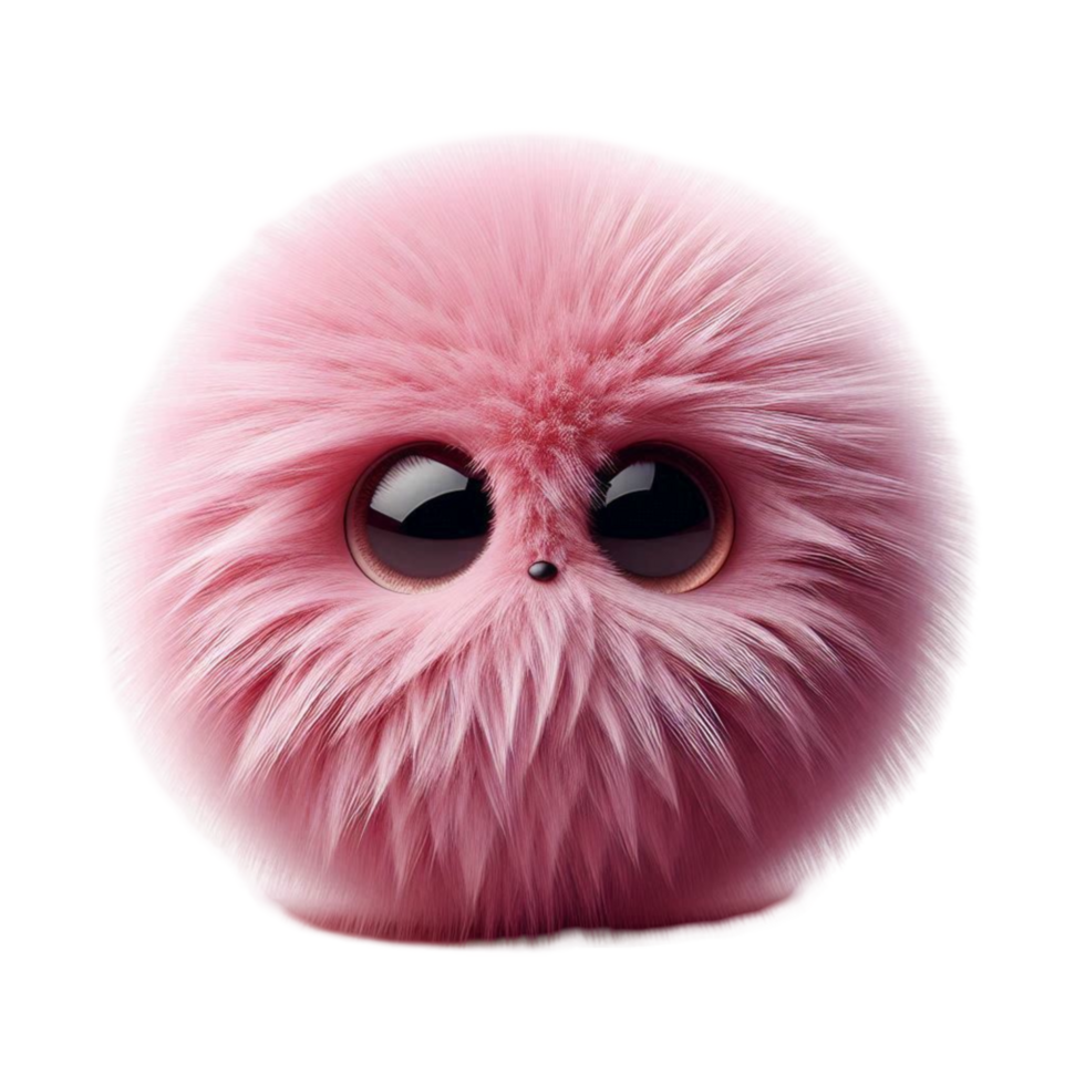 Fluffy Pink Ball with Big Eyes png