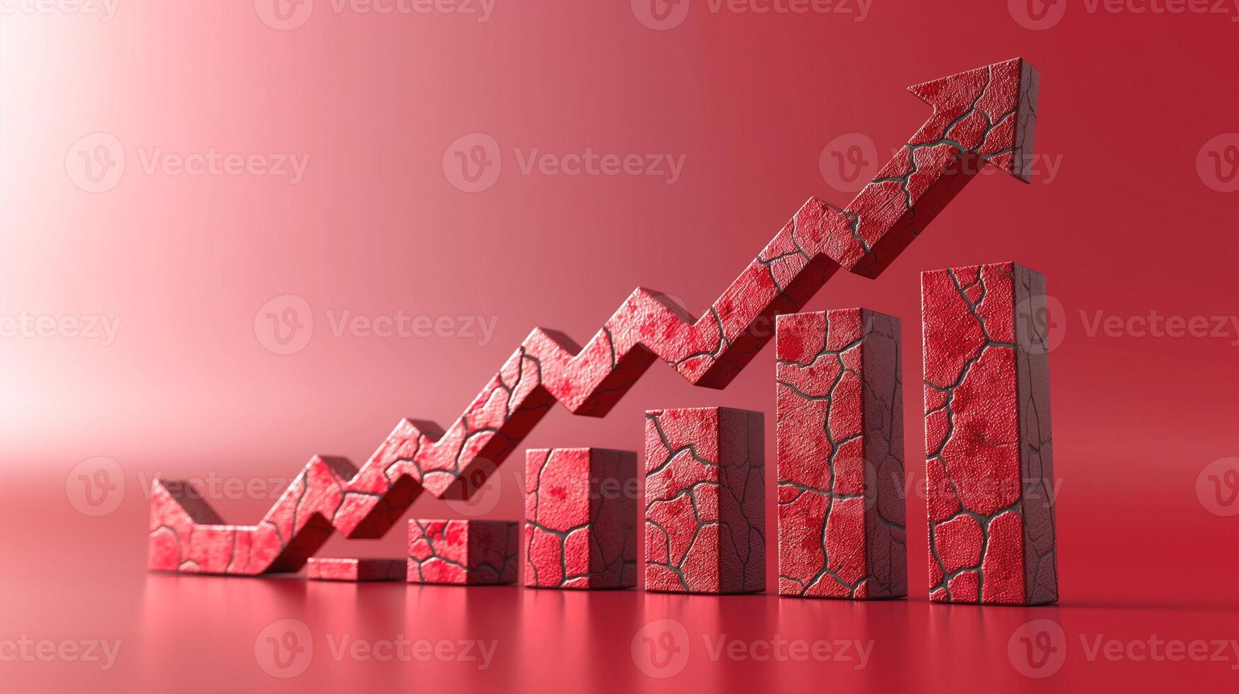 A striking red graph with a textured design, showcasing a positive upward trend in data visualization. photo
