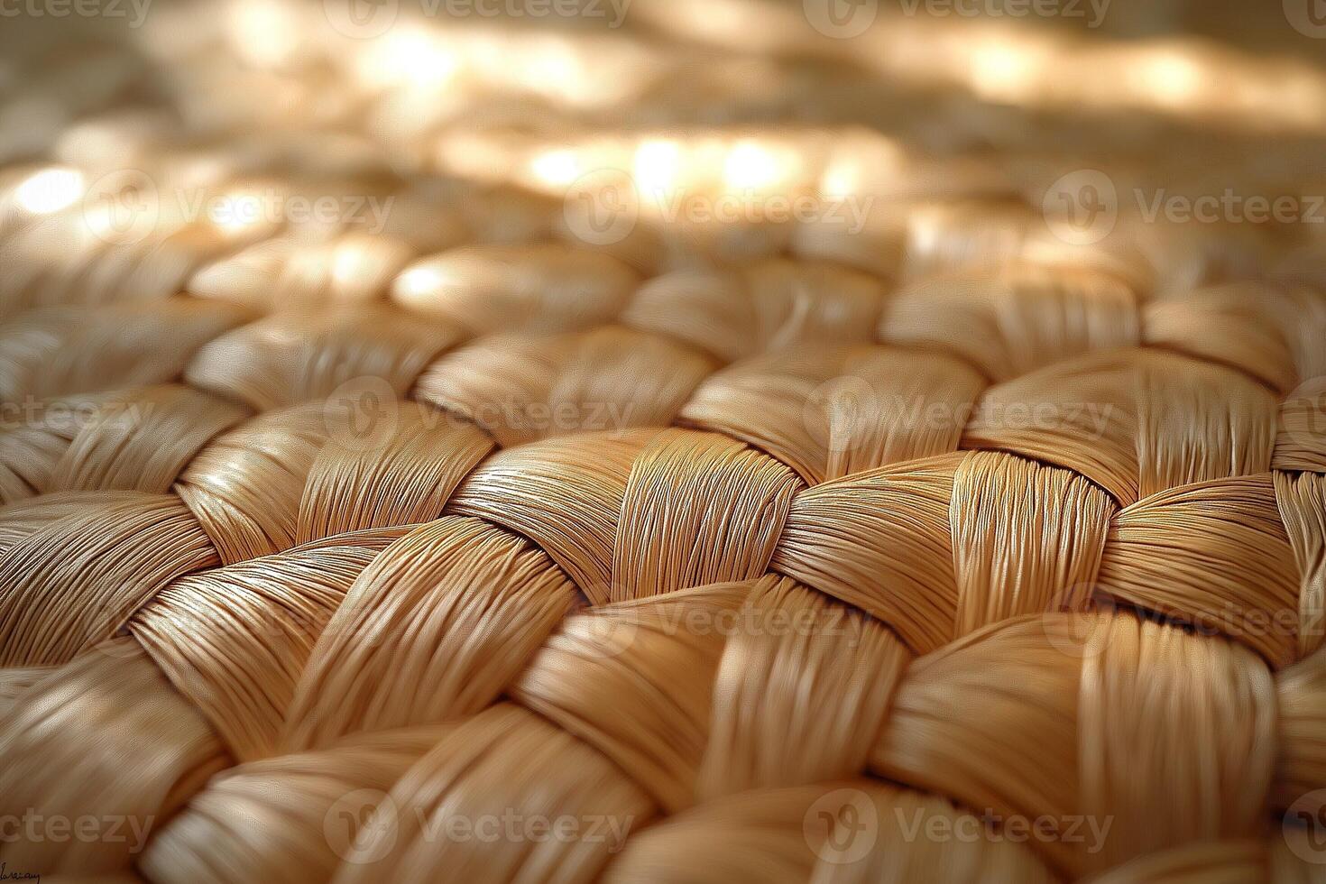 Close-up shot of intricately woven natural fibers showcasing texture and patterns. photo