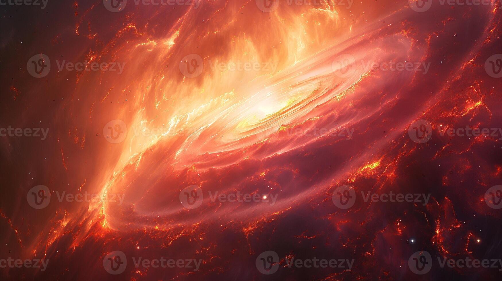 A breathtaking view of a cosmic nebula, with vibrant orange and fiery yellow swirling gases, highlighting the beauty of the universe. photo
