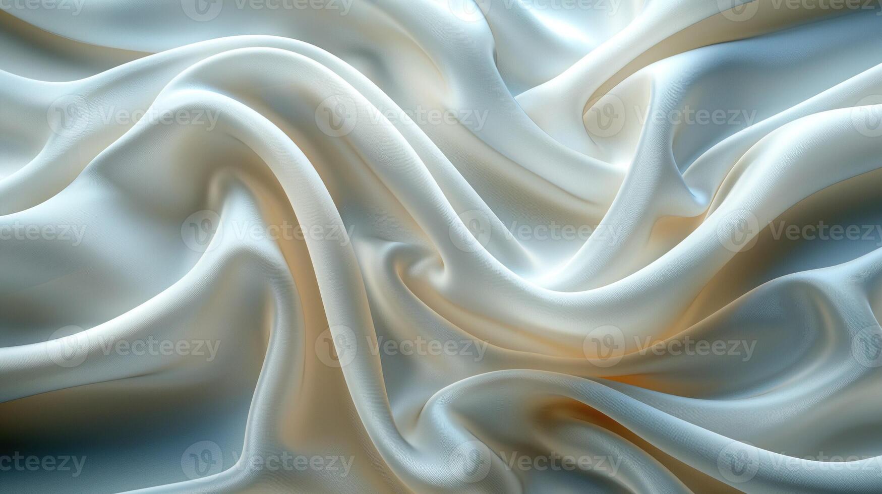 A silky, flowing fabric in shades of soft cream and light blue, creating an elegant and serene visual effect. photo