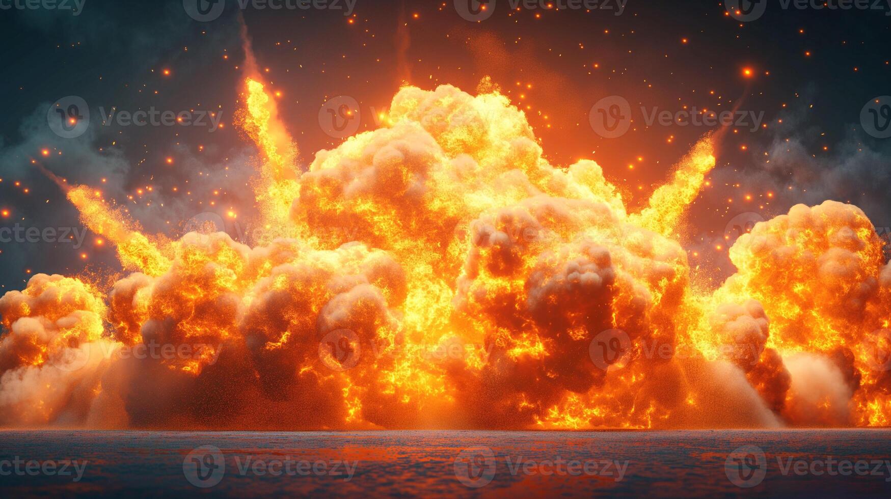A vibrant explosion with orange and yellow flames and smoke, creating a dramatic and intense atmosphere. photo