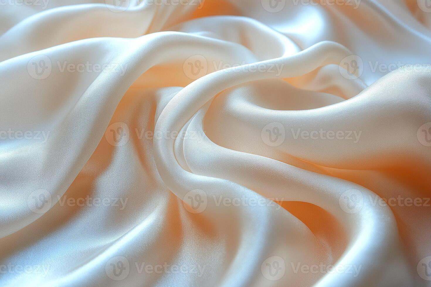 Close-up of luxurious cream satin fabric showcasing its smooth, flowing texture and soft sheen. photo