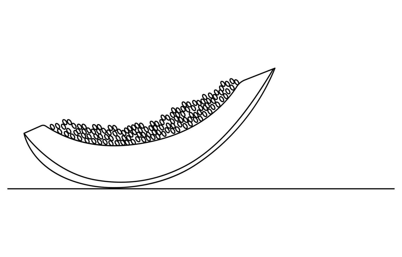 Continuous single one line drawing of fresh papaya exotic tropical fruit vector