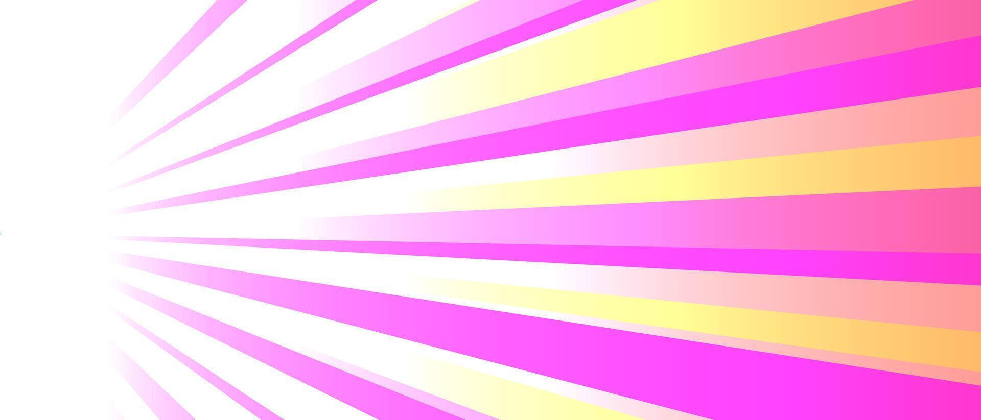 Dynamic illustration of a sunburst with pink, yellow, and white rays converging towards a vanishing point vector