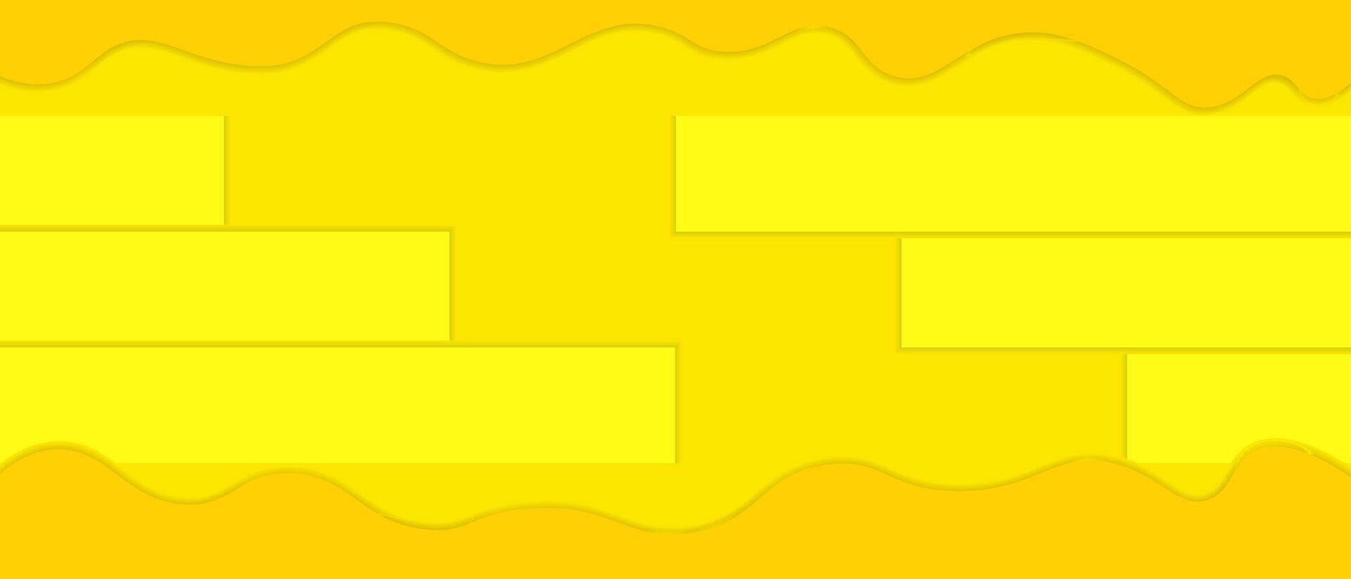 Bright Yellow Geometric Background with Wavy Ornaments vector