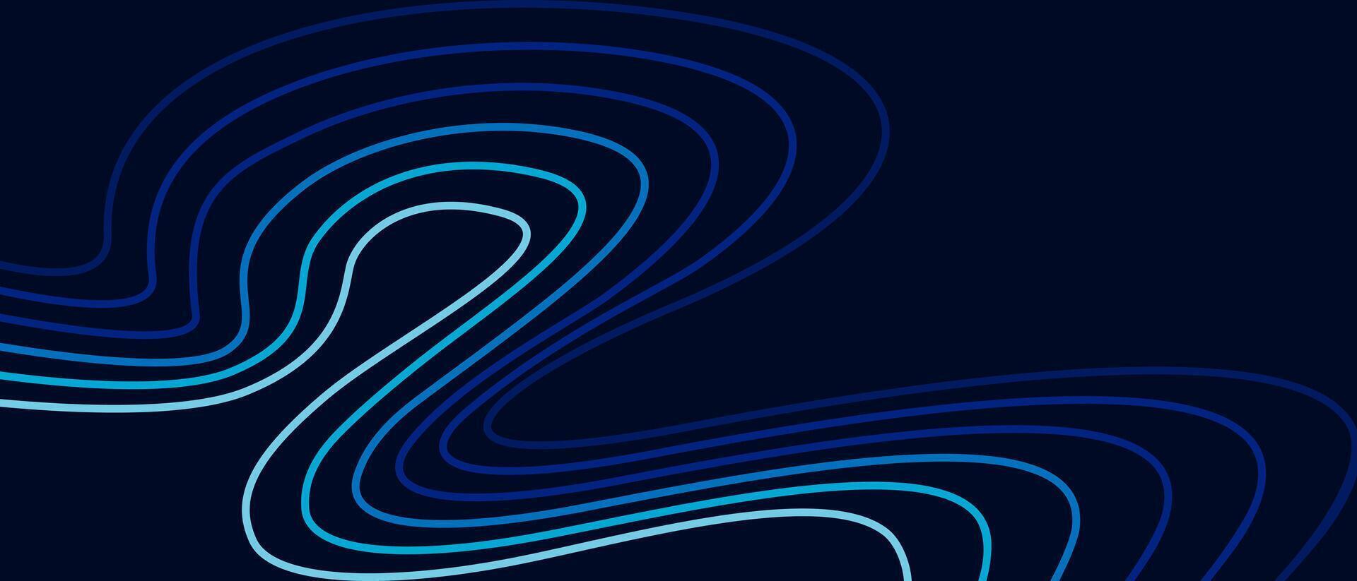 abstract wave illustration flowing lines dark blue background vector