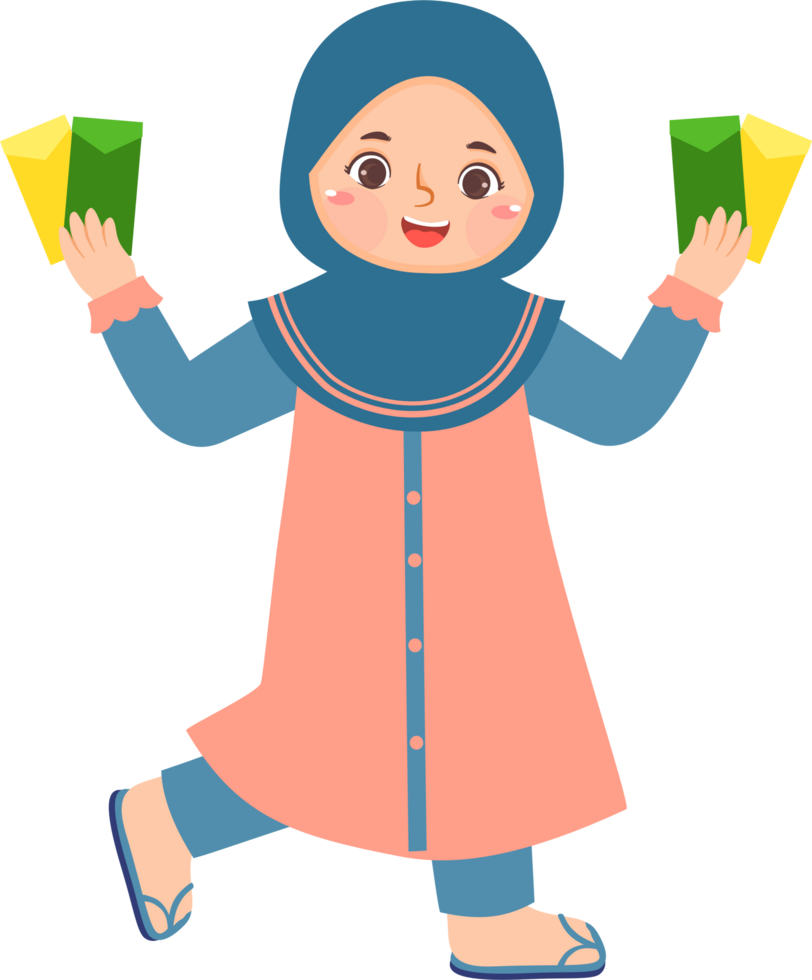 Hijab Girl holding THR envelope png