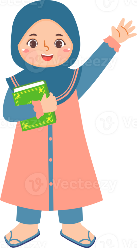 Hijab Girl Holding Quran png
