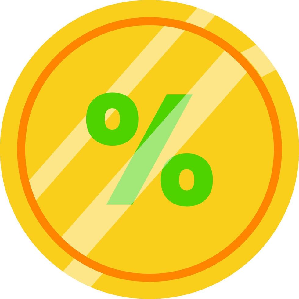 Shiny gold percent coin vector