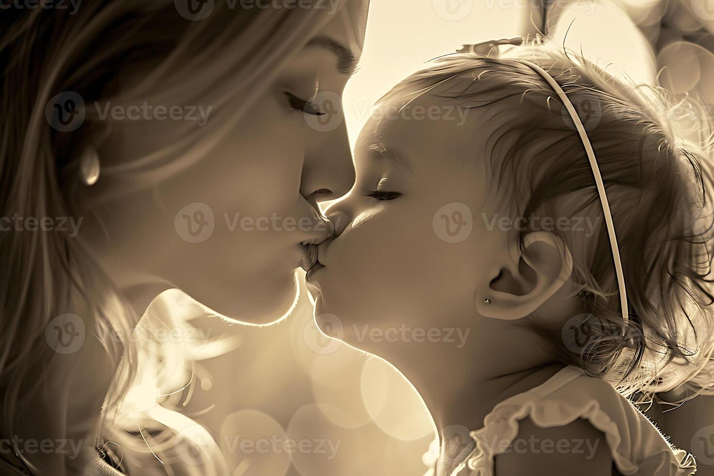 A woman kissing a child photo