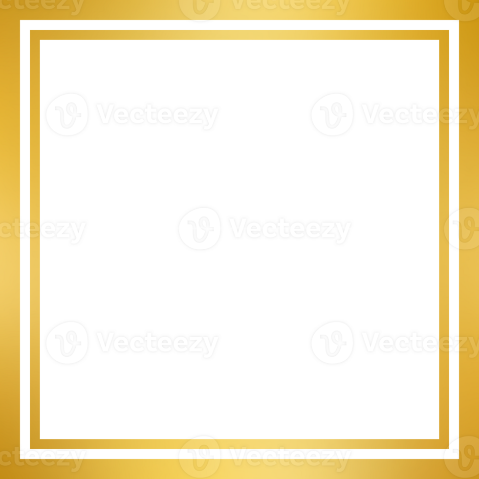 Gold frame. Two layers gold frame. Gold light square border frame. Luxury Greeting card png