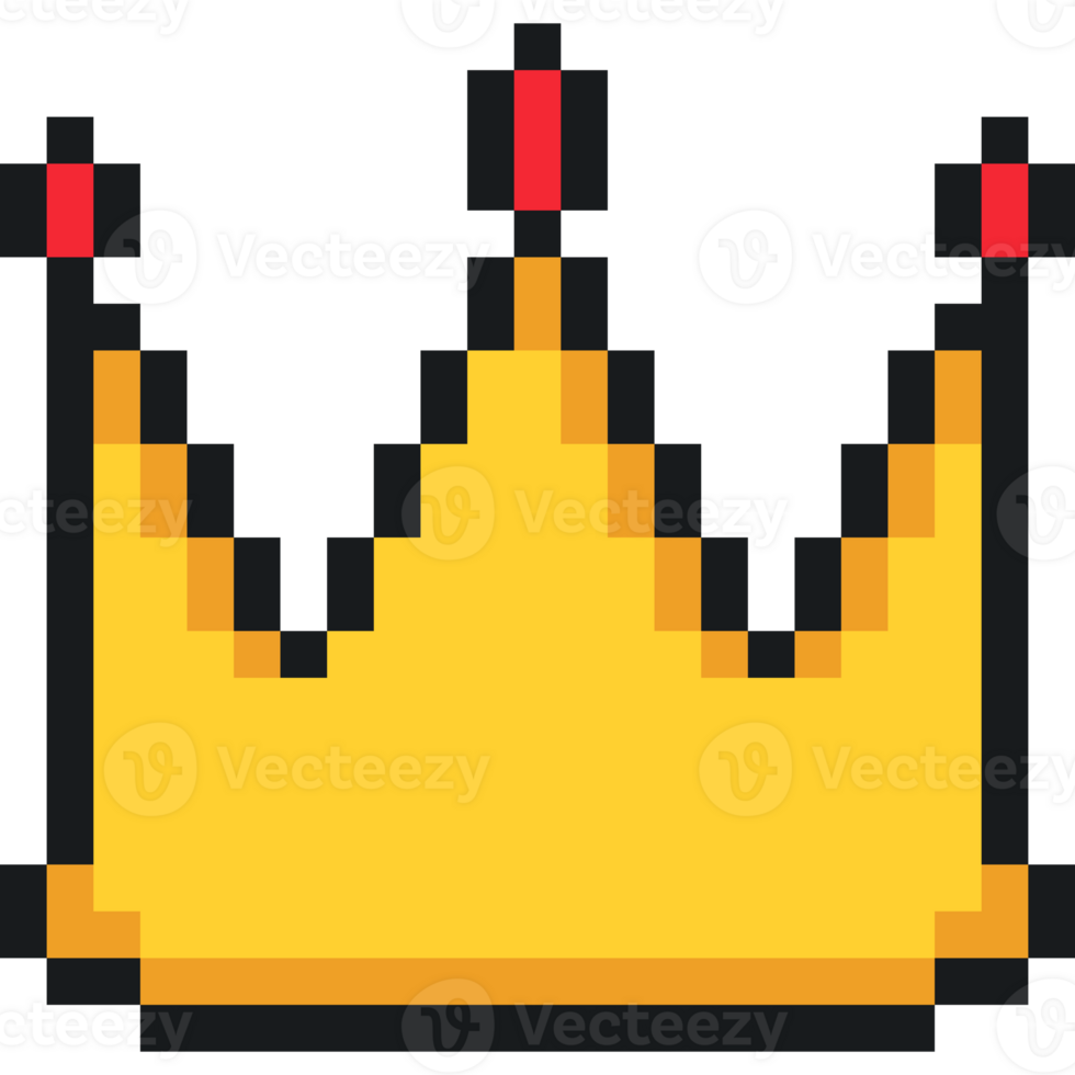 Gold Crown icon. 8-bit crown. Gold icon png