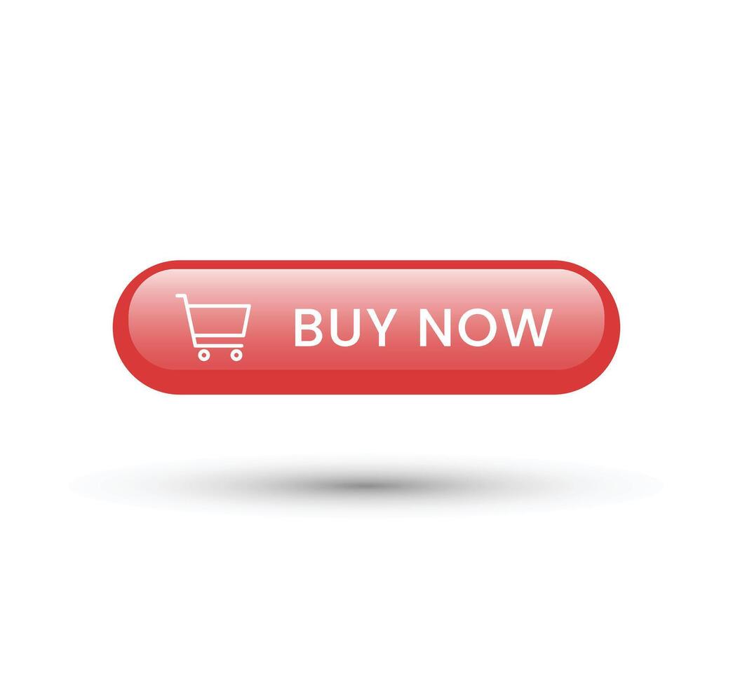 Buy now realistic red button. vector