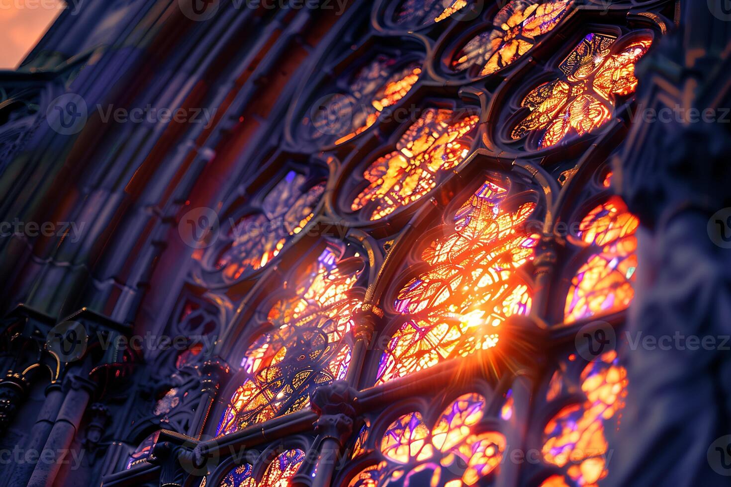 A large stained glass window photo