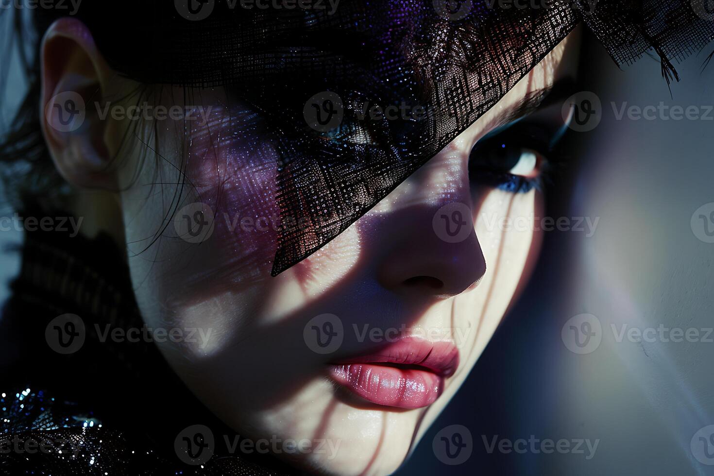 A woman with a black and white makeup photo