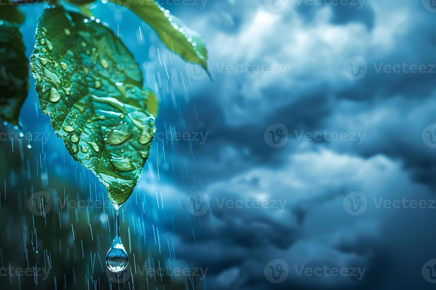 Raindrops on a leaf photo