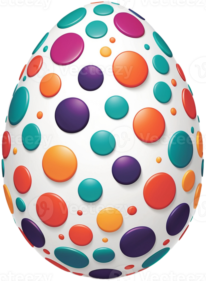 Colorful Easter Egg with Polka Dots png
