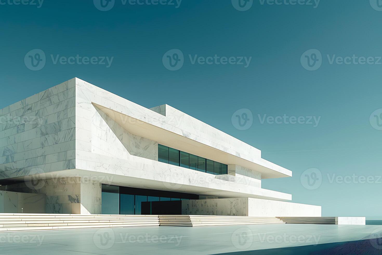 A modern building with a large white facade photo