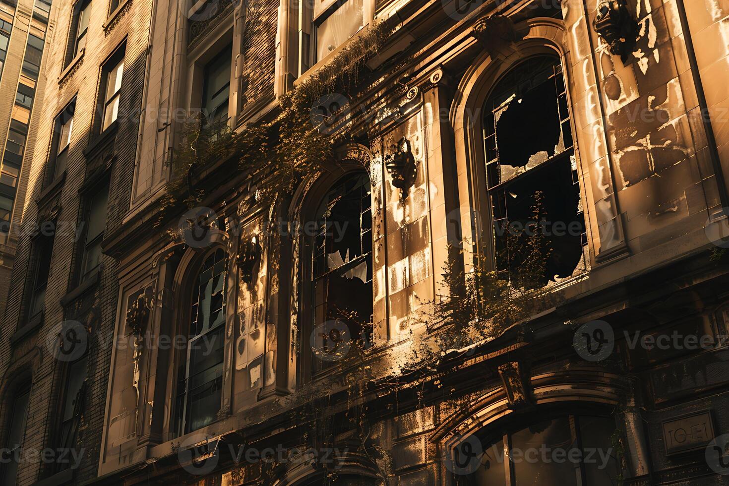 A building with many windows and a clock on it photo