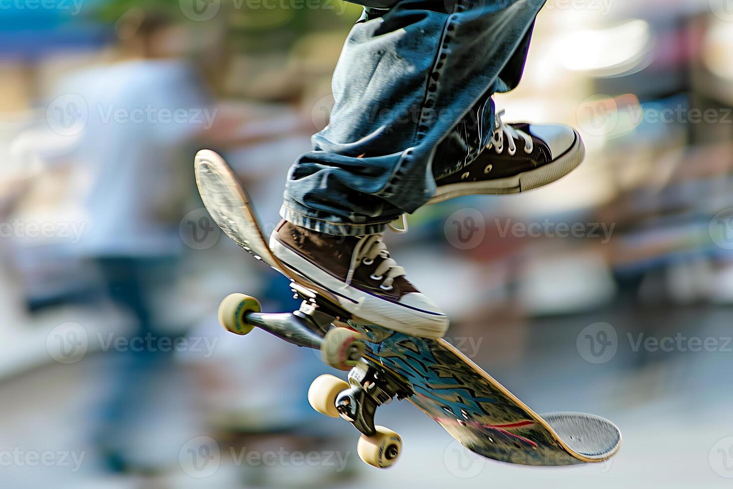 A person is doing a trick on a skateboard photo