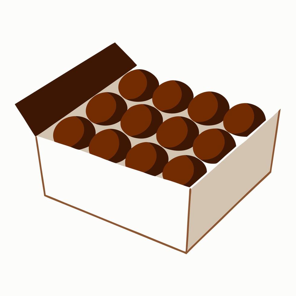 Delightful Box of Chocolate Candies on White Background vector