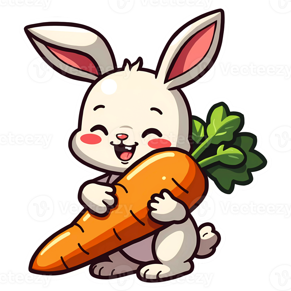 Happy Bunny with Carrot png