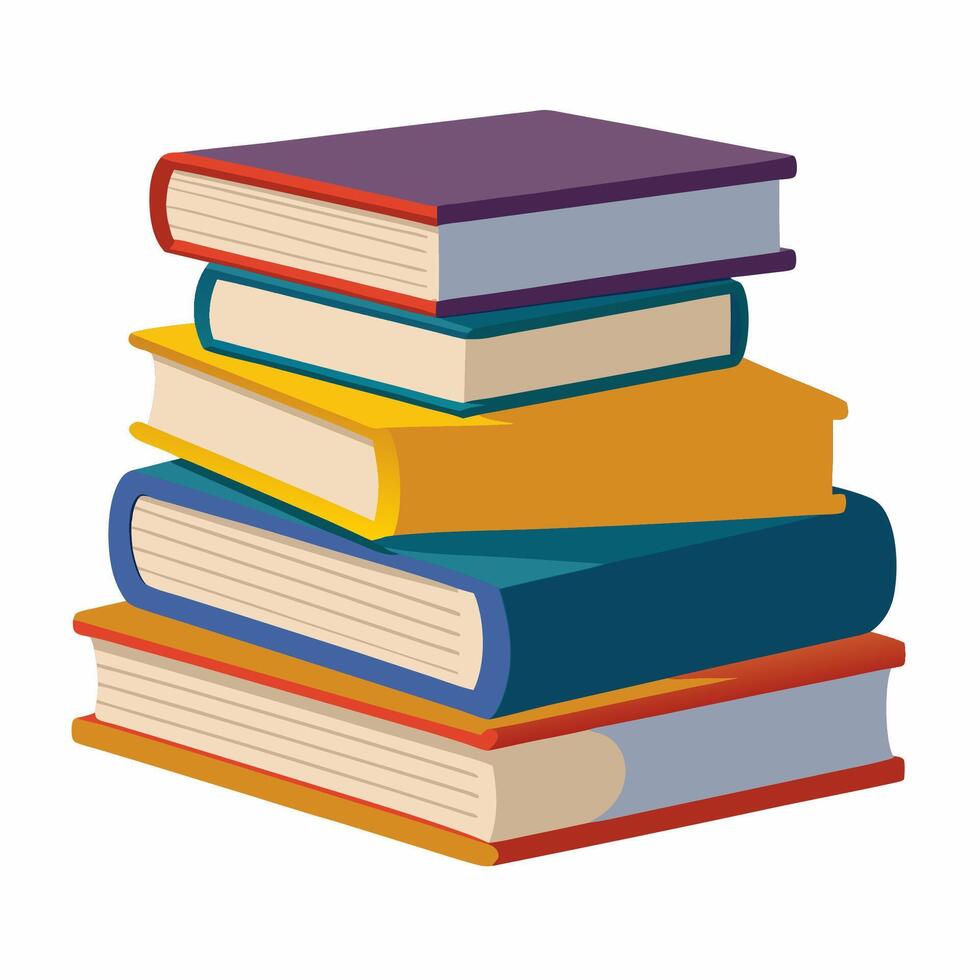 Stacked Books on White Background Collection vector