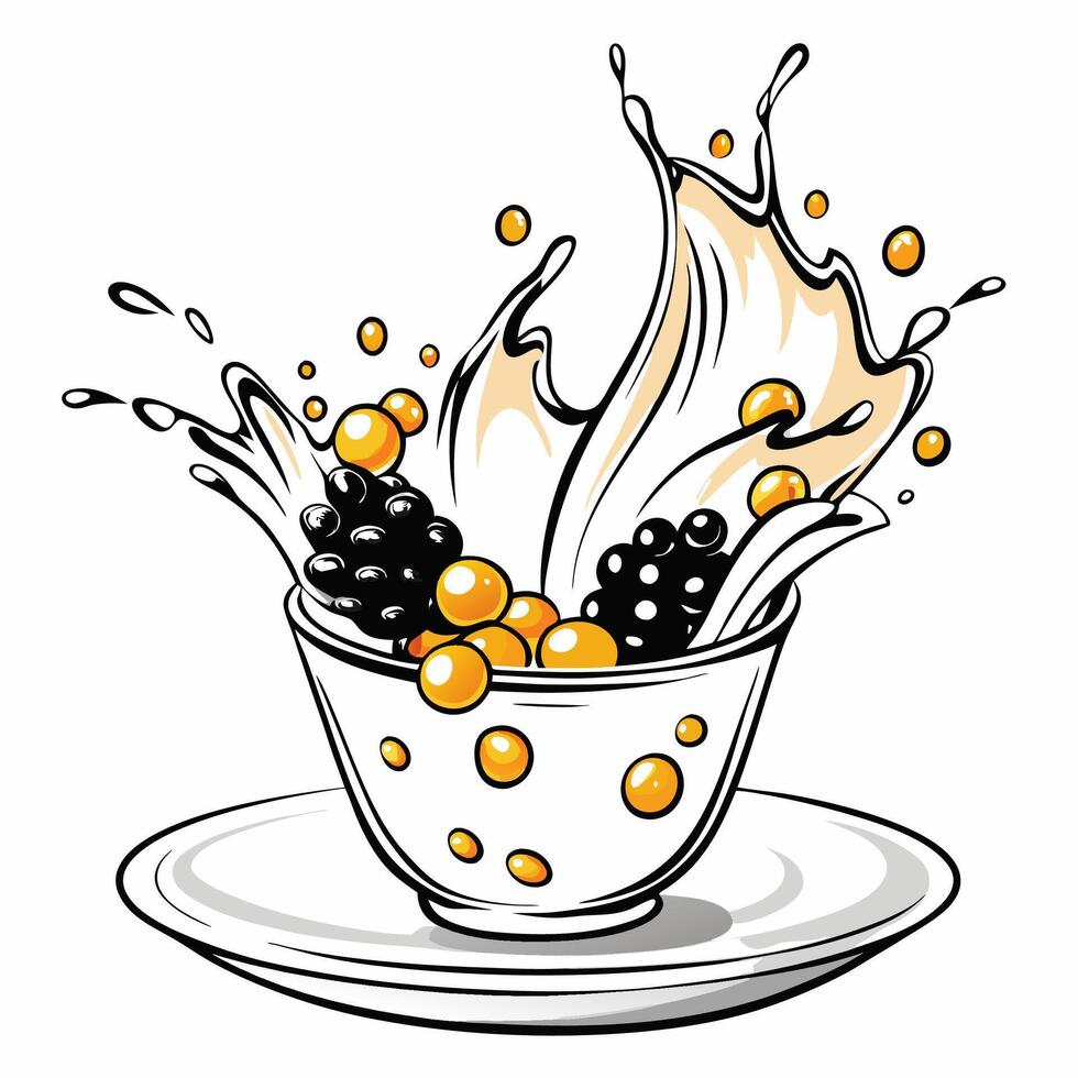 Blackberries Milk Splash Isolated on White Background vector