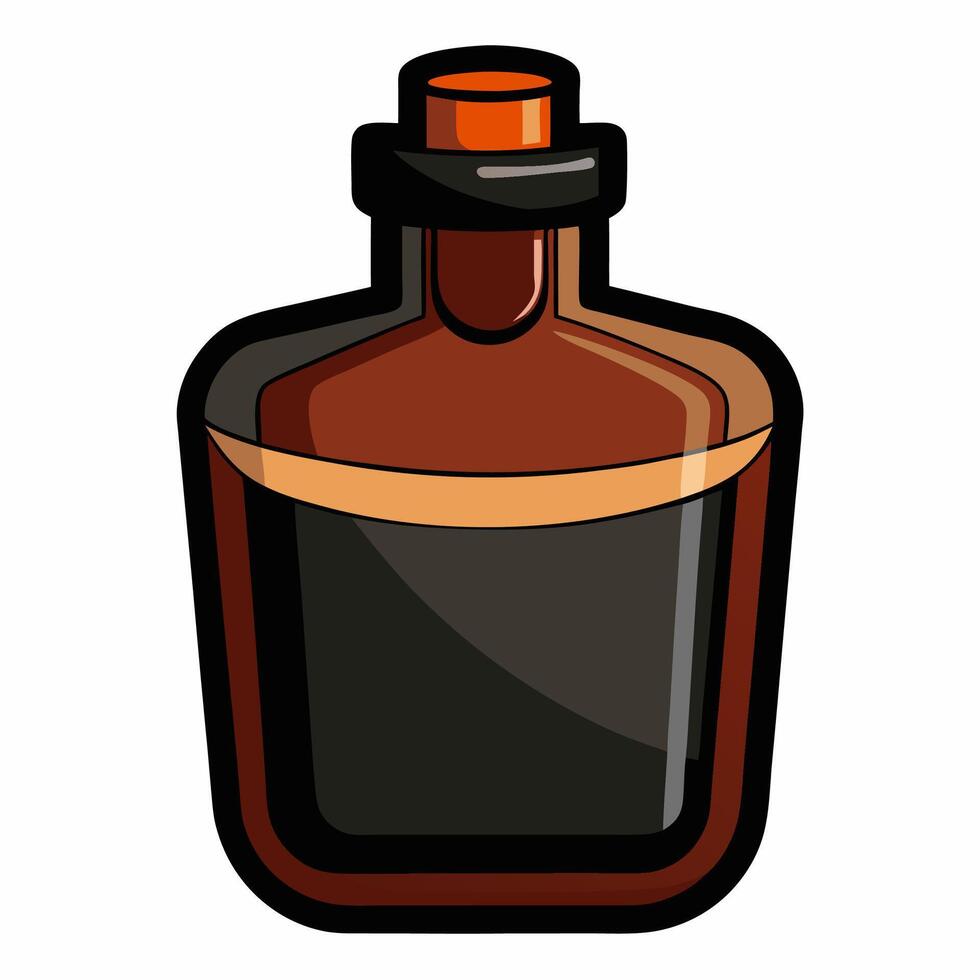 Elegant Black Leather Wrapped Bottle vector