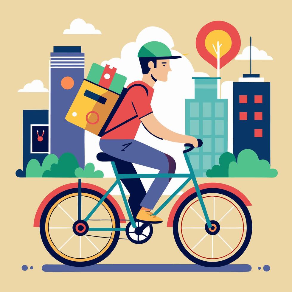 Bicycle Delivery Service for Eco-Friendly Logistics vector