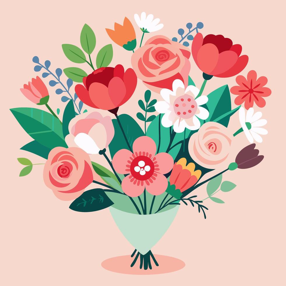 Blossoms of Love Beautiful Flowers for Valentine's Day vector