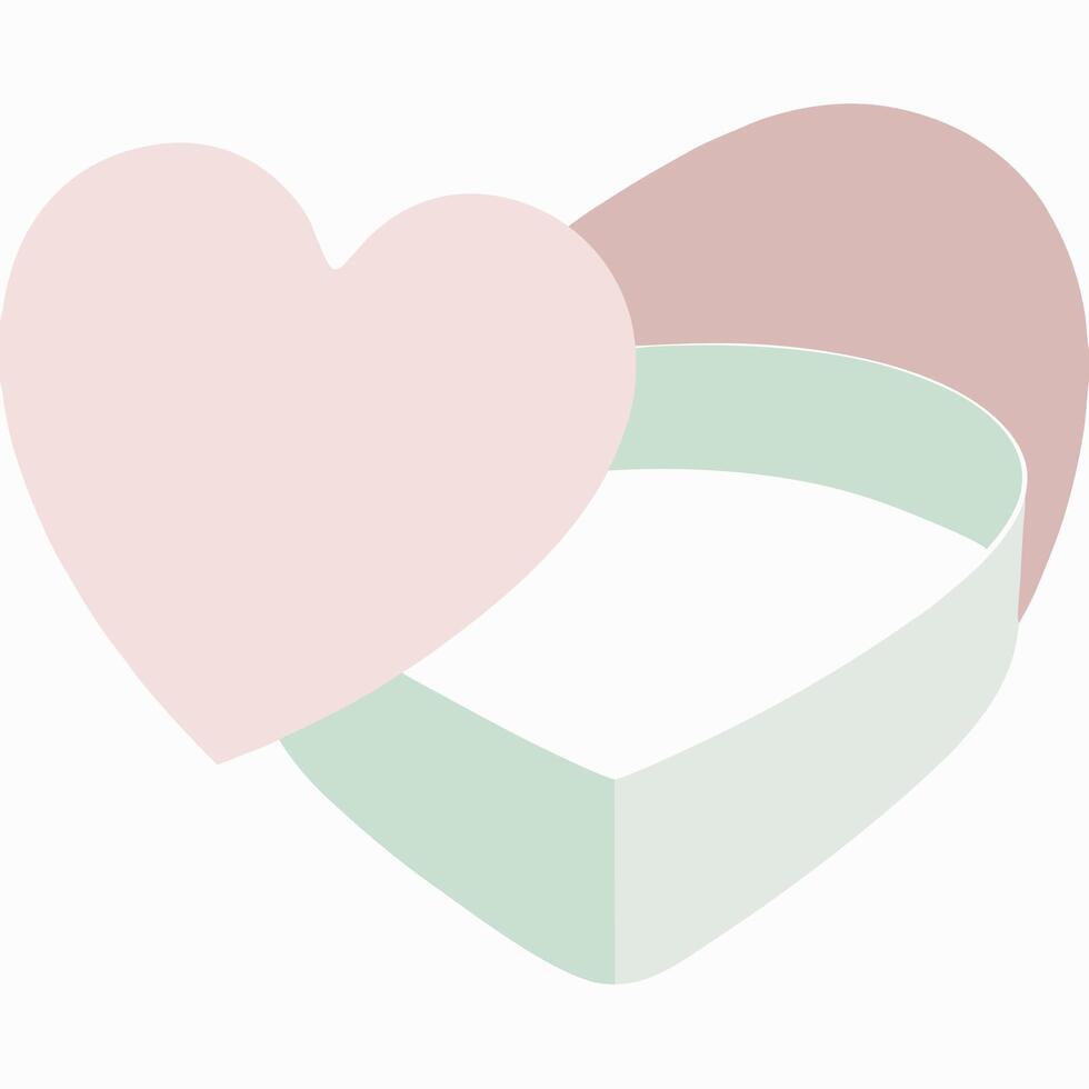 Heart-Shaped Gift Box Opened Isolated on White Background vector