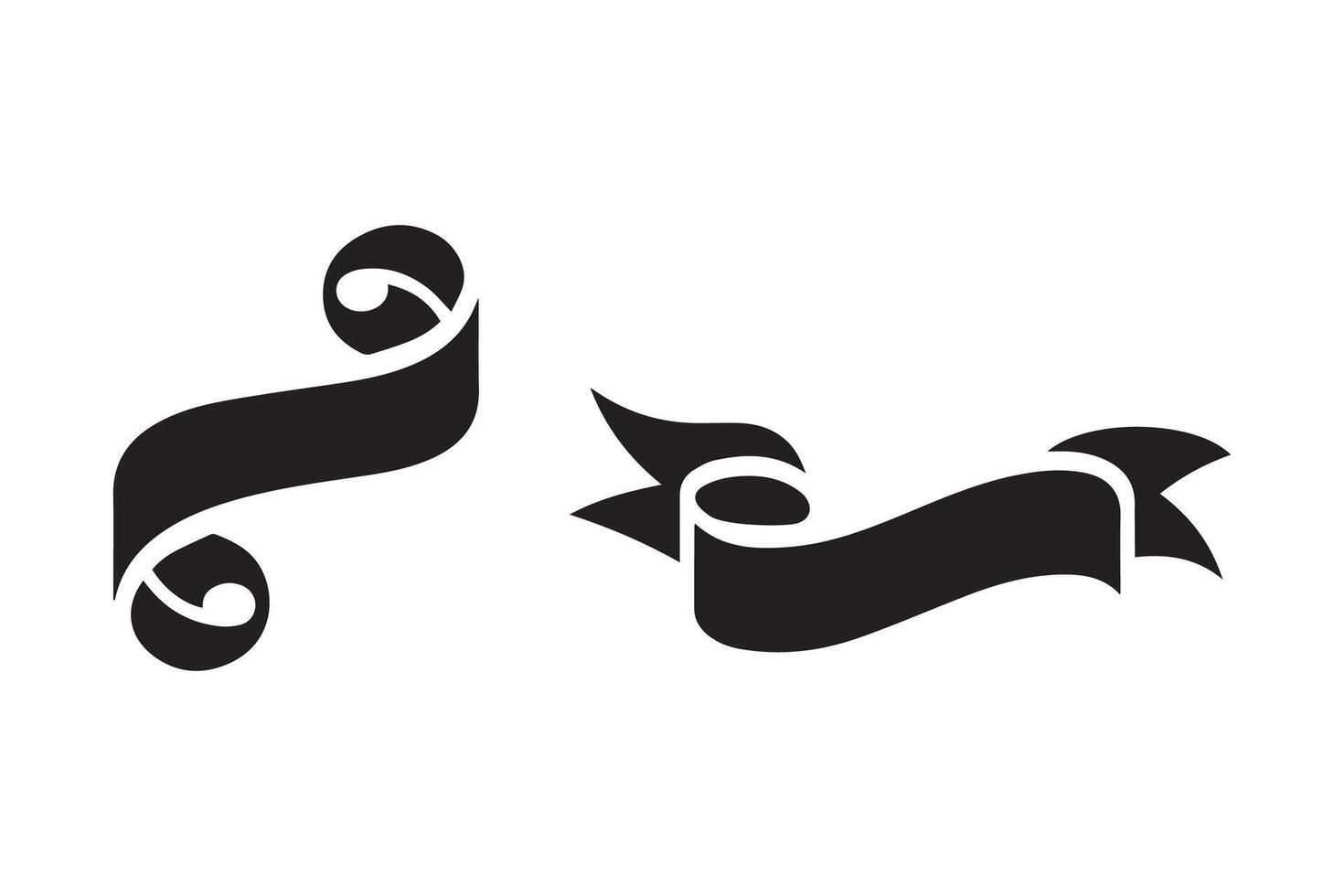 Two black and white ribbons with a scroll vector