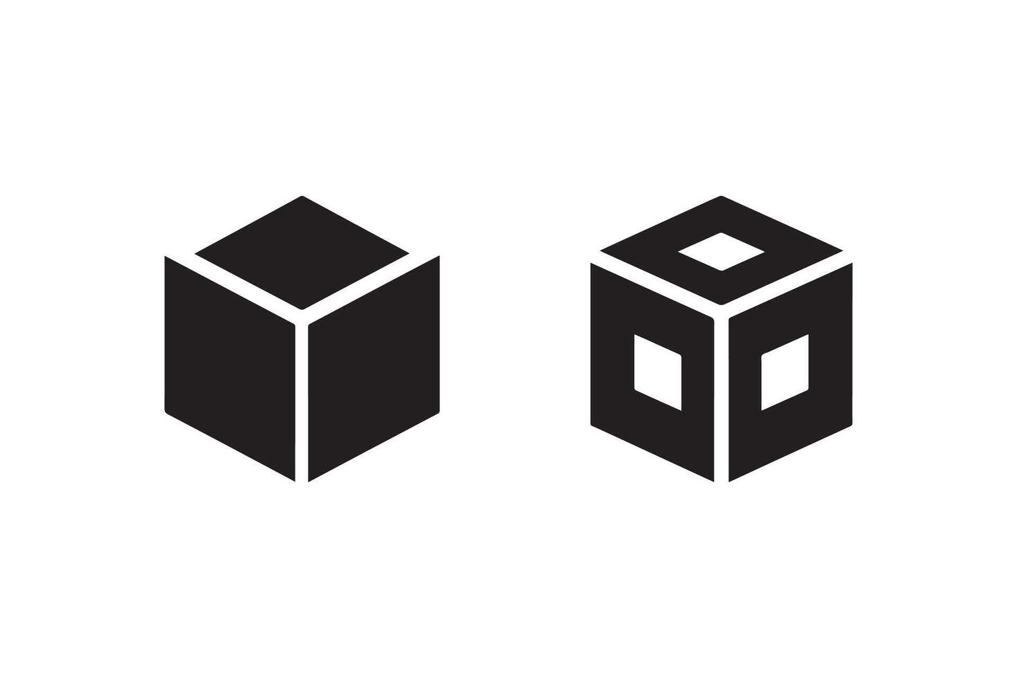 Two black and white cubes with a square in the middle vector