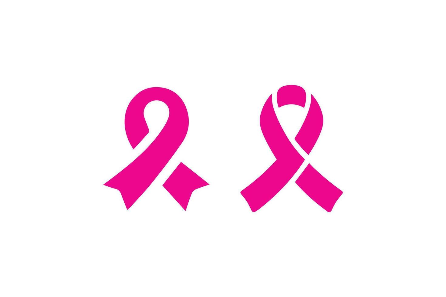Two pink ribbons are shown on a white background vector