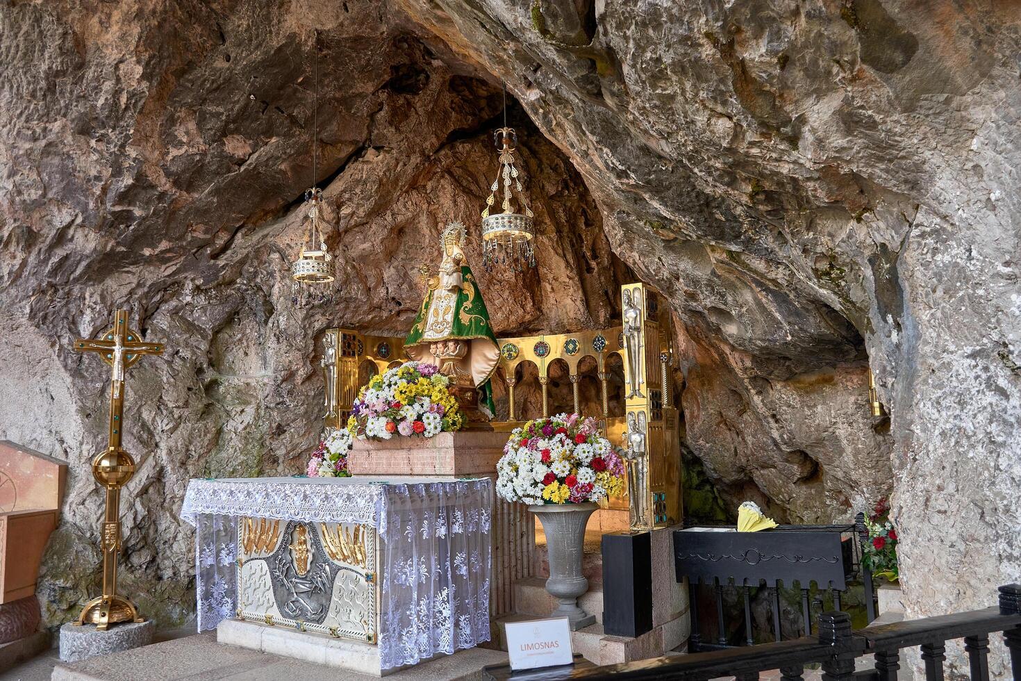The Virgin of Covadonga inside the Holy Cave, a revered site in Asturias photo