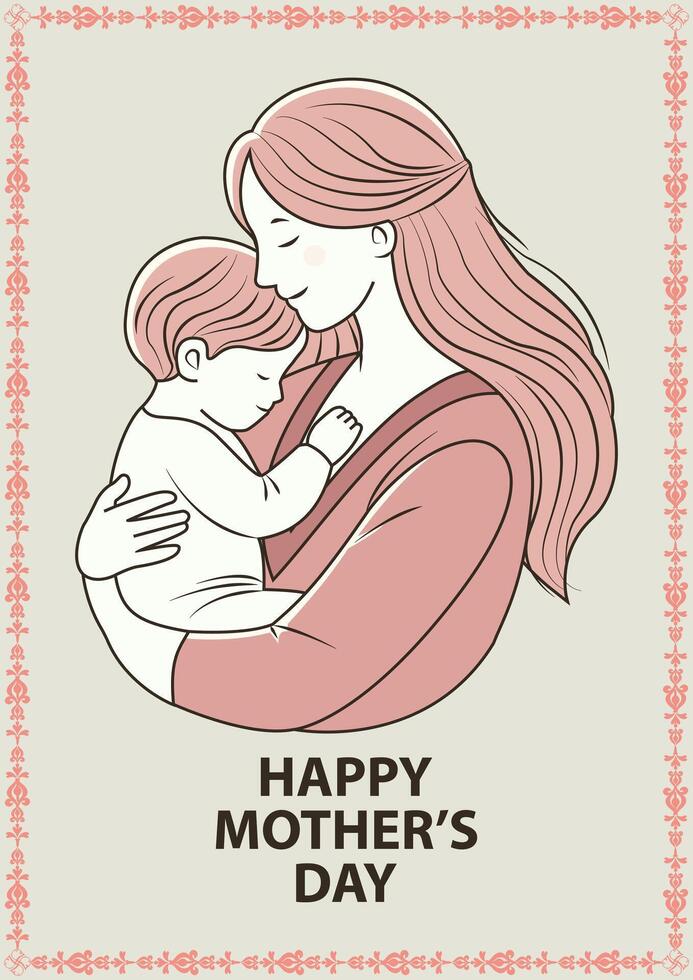 Mother's Day Graphic Art Woman With Child vector
