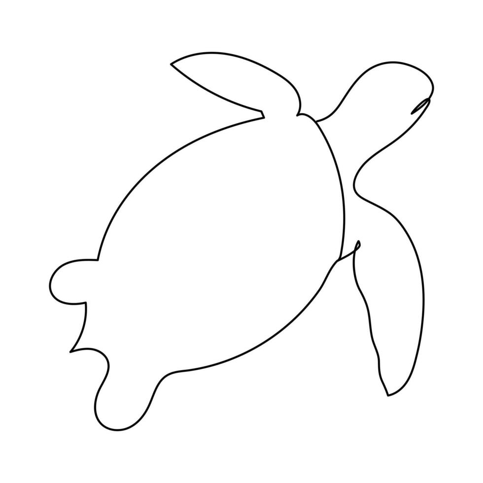 sea turtle One line continuous sea turtle Line art turtle Outline illustration vector