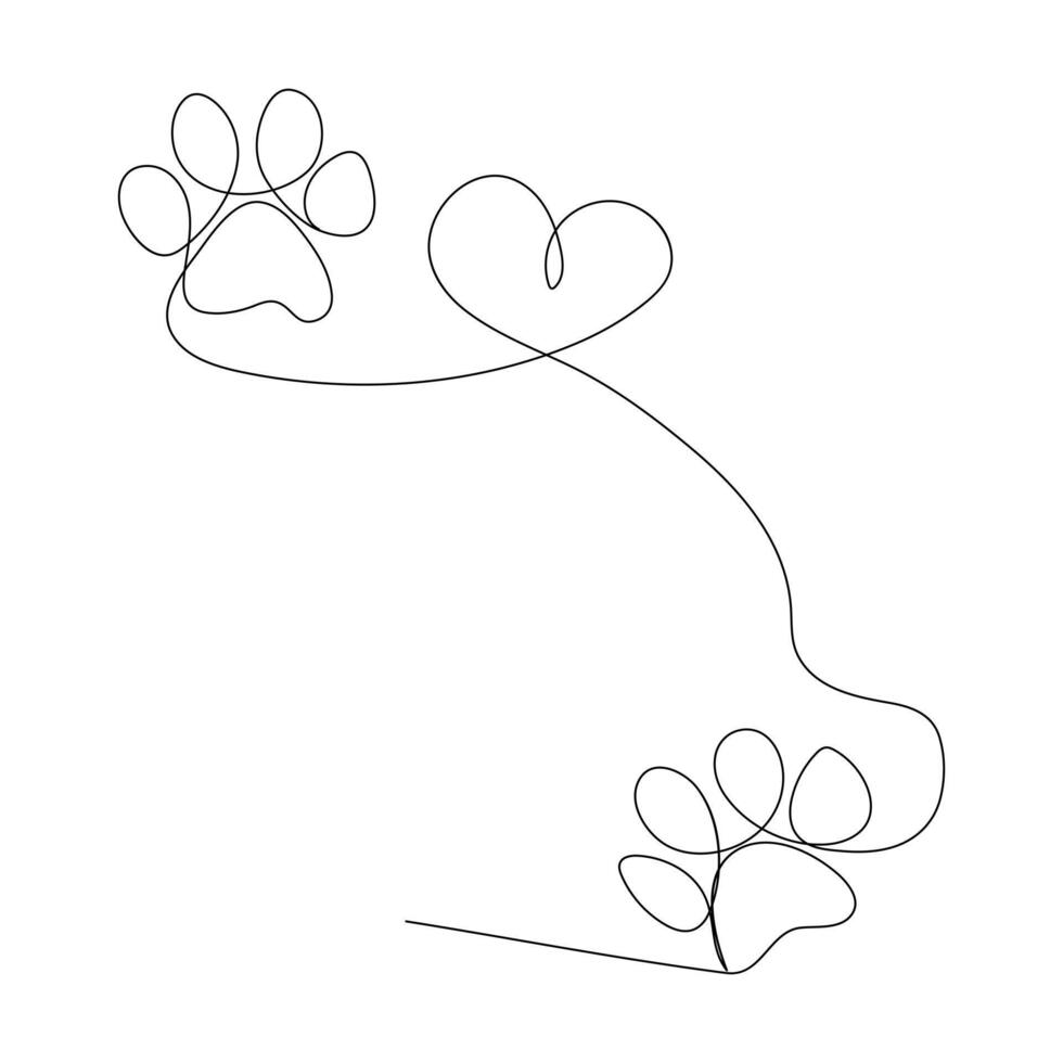 Cute Dog Cat Paw Print Symbol Simple Doodle Footprint Illustration vector