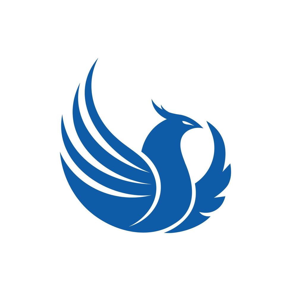 Minimalist Blue Phoenix Logo Design vector