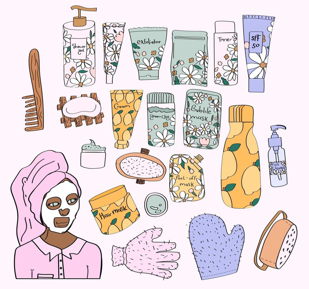 nightly routine planner stickers collection vector