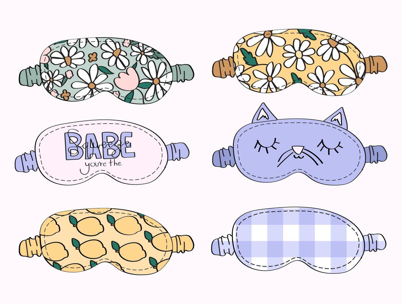 cute sleep mask collection vector