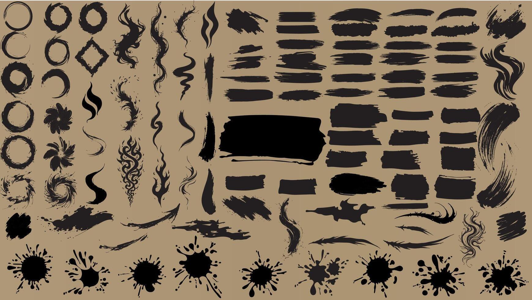 Collection of various brushes, vector