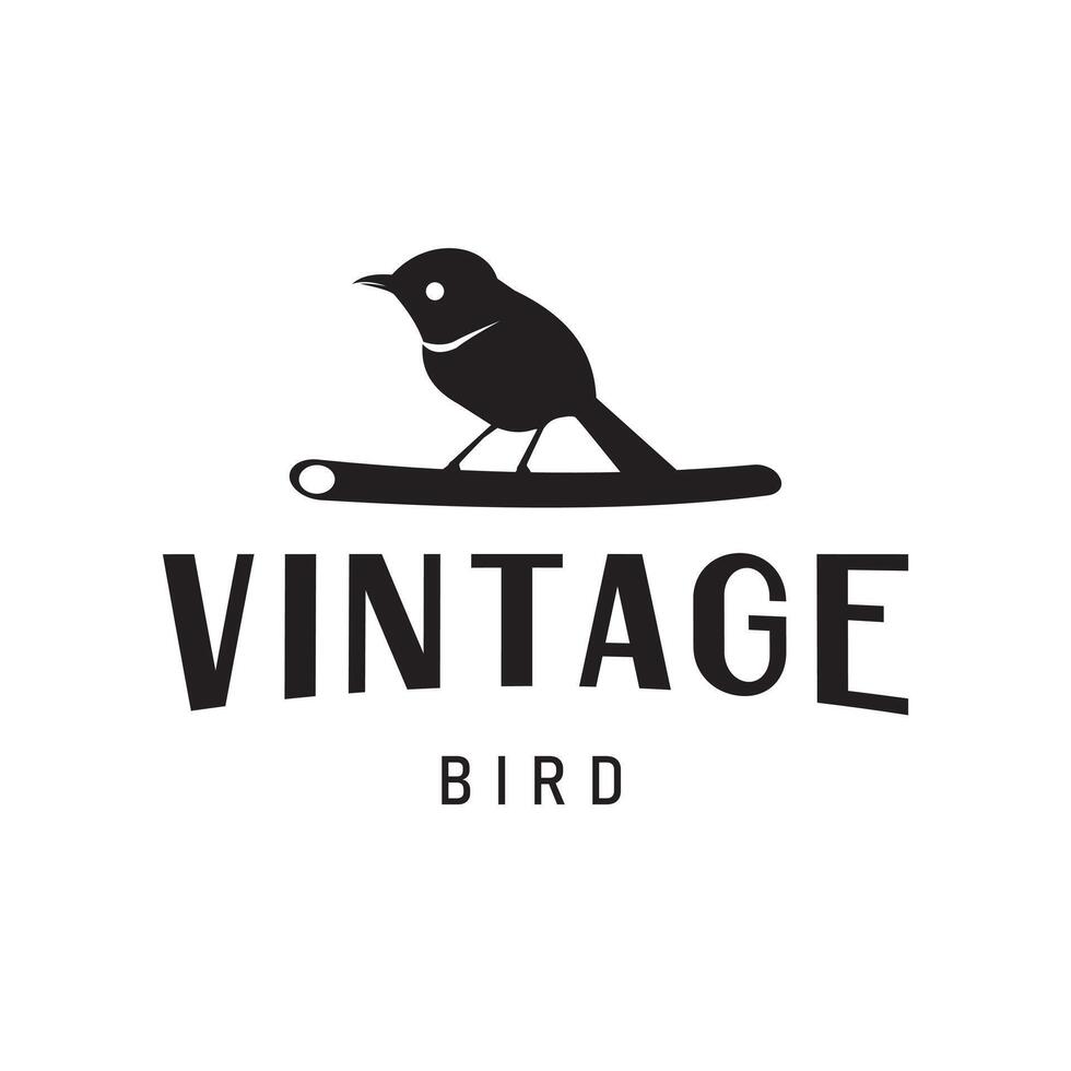 Black Silhouette Bird Logo Design Simple Vintage Bird Lover Illustration vector